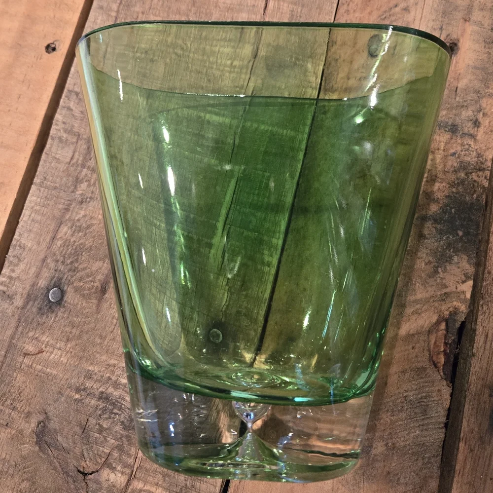 Hand Blown Green Glass Vase